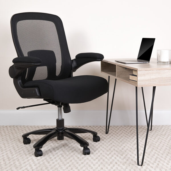 Lowest Price Big & Tall Office Chair | Black Mesh Executive Swivel Office Chair with Lumbar and Back Support and Wheels