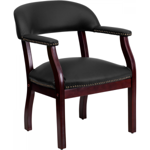 Wholesale Black Leather Conference Chair with Accent Nail Trim