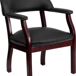 Wholesale Black Leather Conference Chair with Accent Nail Trim