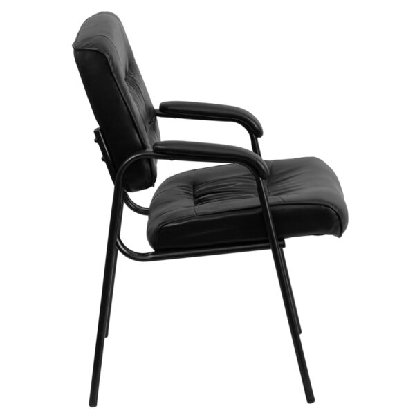 Guest Office Chair Black Leather Side Chair