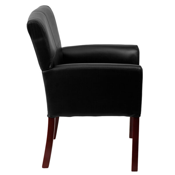 Contemporary Visitor Chair Black Leather Side Chair
