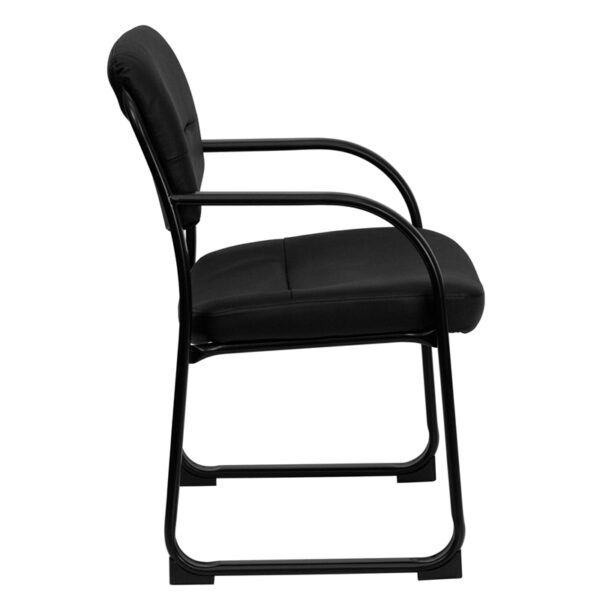 Lowest Price Black Leather Executive Side Reception Chair with Sled Base