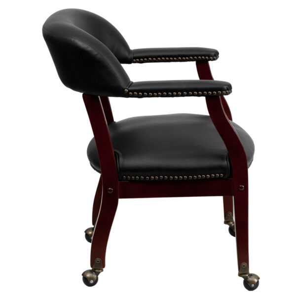 Lowest Price Black Vinyl Luxurious Conference Chair with Accent Nail Trim and Casters