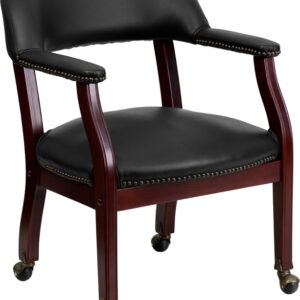 Wholesale Black Vinyl Luxurious Conference Chair with Accent Nail Trim and Casters