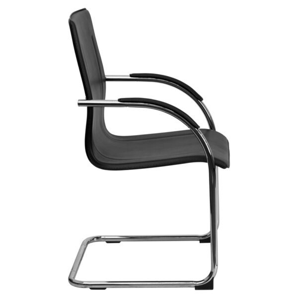Lowest Price Black Vinyl Side Reception Chair with Chrome Sled Base