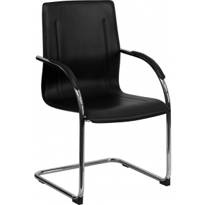 Wholesale Black Vinyl Side Reception Chair with Chrome Sled Base
