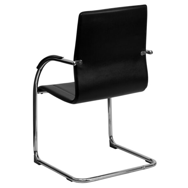 Guest Office Chair Black Vinyl Side Chair