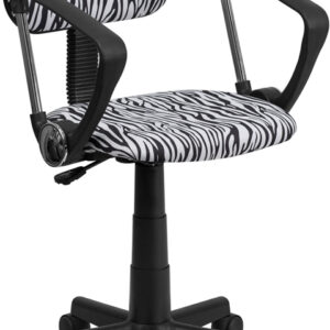 Wholesale Black and White Zebra Print Swivel Task Office Chair with Arms