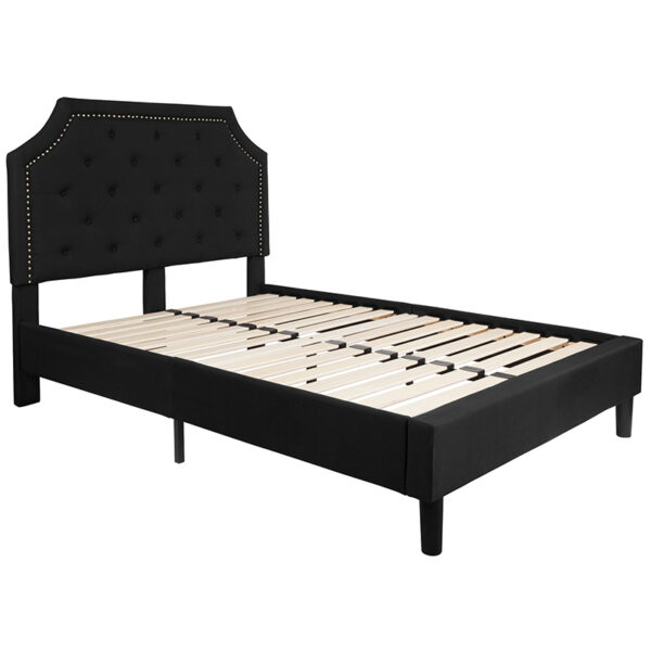 Lowest Price Brighton Full Size Tufted Upholstered Platform Bed in Black Fabric