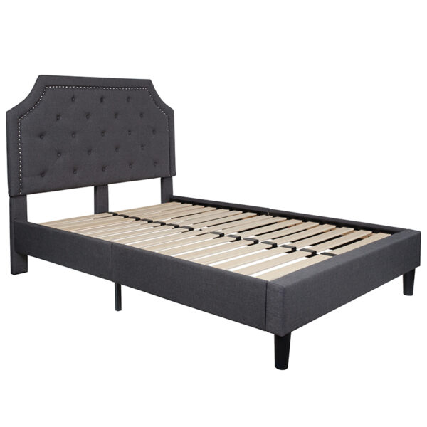 Lowest Price Brighton Full Size Tufted Upholstered Platform Bed in Dark Gray Fabric