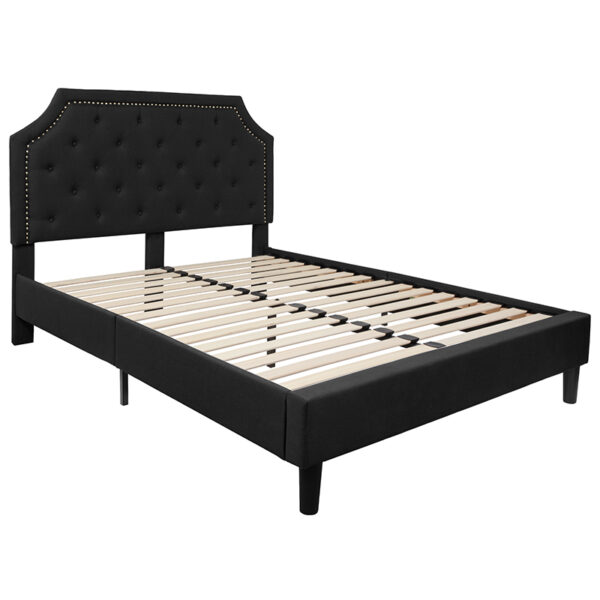 Lowest Price Brighton Queen Size Tufted Upholstered Platform Bed in Black Fabric
