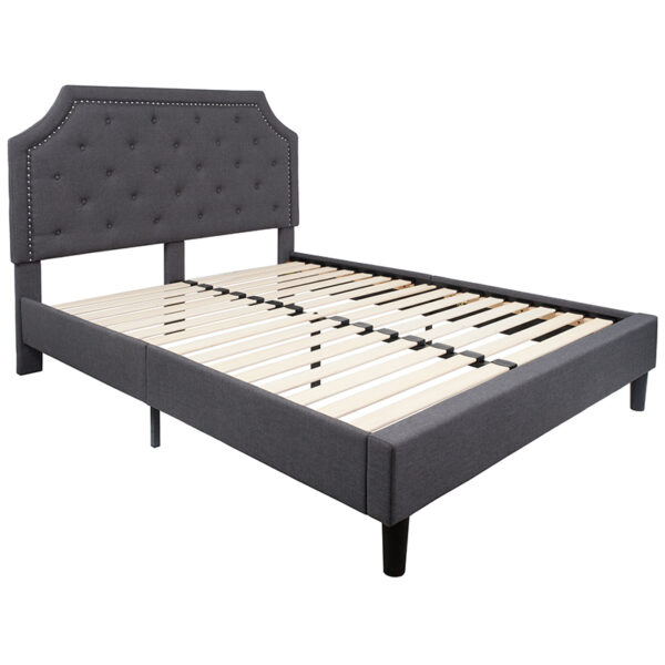 Lowest Price Brighton Queen Size Tufted Upholstered Platform Bed in Dark Gray Fabric