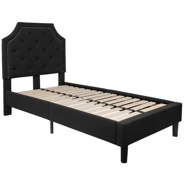 Lowest Price Brighton Twin Size Tufted Upholstered Platform Bed in Black Fabric