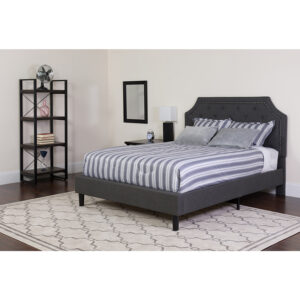 Wholesale Brighton Twin Size Tufted Upholstered Platform Bed in Dark Gray Fabric