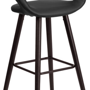 Wholesale Brynn Series 29'' High Contemporary Cappuccino Wood Barstool in Black Vinyl