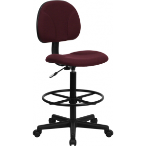Wholesale Burgundy Fabric Drafting Chair (Cylinders: 22.5''-27''H or 26''-30.5''H)