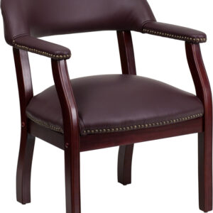 Wholesale Burgundy Leather Conference Chair with Accent Nail Trim