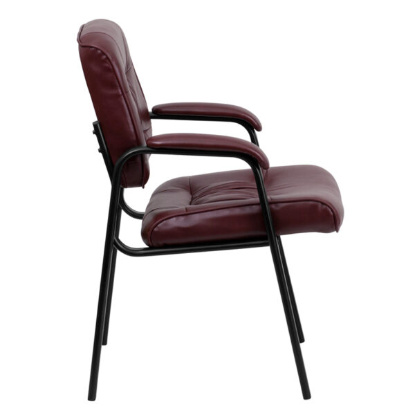 Guest Office Chair Burgundy Leather Side Chair