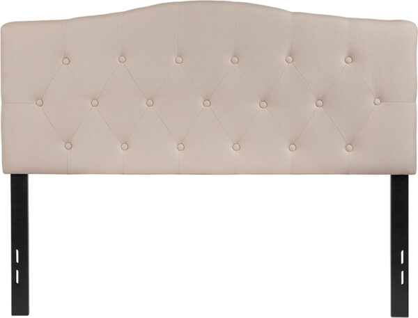 Lowest Price Cambridge Tufted Upholstered Full Size Headboard in Beige Fabric