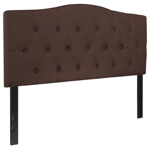 Contemporary Style Full Headboard-Brown Fabric