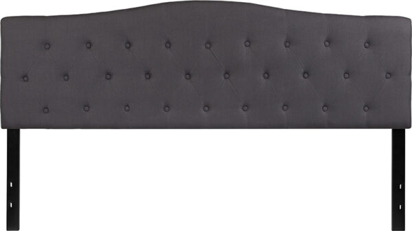 Lowest Price Cambridge Tufted Upholstered King Size Headboard in Dark Gray Fabric