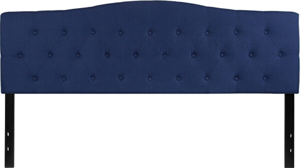 Lowest Price Cambridge Tufted Upholstered King Size Headboard in Navy Fabric
