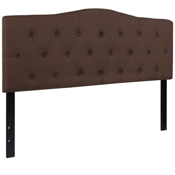 Contemporary Style Queen Headboard-Brown Fabric
