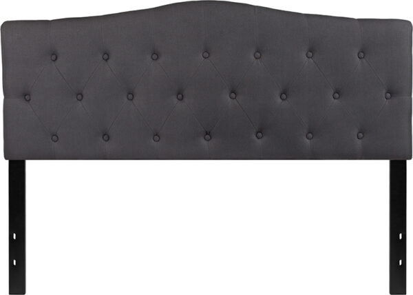 Lowest Price Cambridge Tufted Upholstered Queen Size Headboard in Dark Gray Fabric
