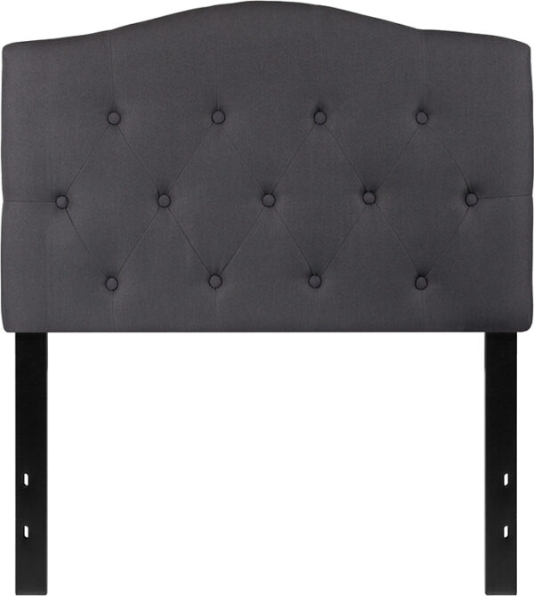 Lowest Price Cambridge Tufted Upholstered Twin Size Headboard in Dark Gray Fabric