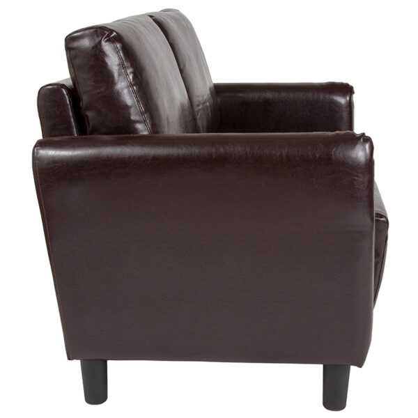 Contemporary Style Brown Leather Loveseat