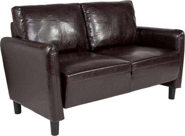 Wholesale Candler Park Upholstered Loveseat in Brown Leather