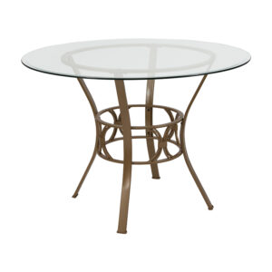 Wholesale Carlisle 42'' Round Glass Dining Table with Matte Gold Metal Frame