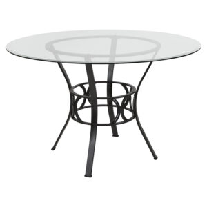 Wholesale Carlisle 48'' Round Glass Dining Table with Black Metal Frame