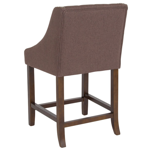 Transitional Style Counter Stool 24" Brown Fabric/Wood Stool