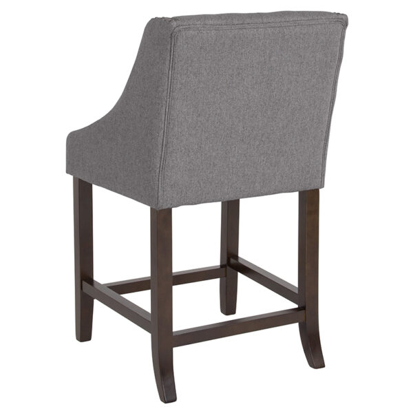 Transitional Style Counter Stool 24" Gray Fabric/Wood Stool