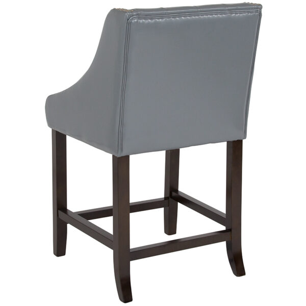 Transitional Style Counter Stool 24" Gray Leather/Wood Stool
