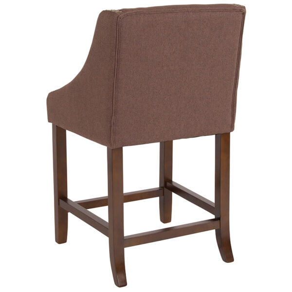 Transitional Style Stool 24" Brown Fabric/Wood Stool
