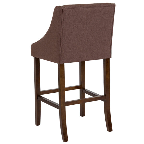 Transitional Style Stool 30" Brown Fabric/Wood Stool