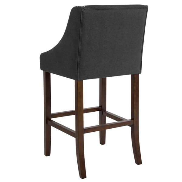 Transitional Style Stool 30" Charcoal Fabric/Wood Stool