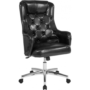 Wholesale Chambord Home and Office Upholstered High Back Chair in Black Leather