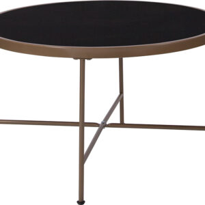 Wholesale Chelsea Collection Black Glass Coffee Table with Matte Gold Frame