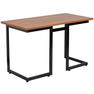 Wholesale Cherry Computer Desk with Black Metal Frame