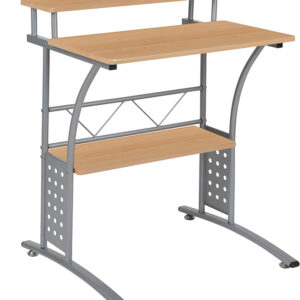Wholesale Clifton Maple Computer Desk with Top and Lower Storage Shelves