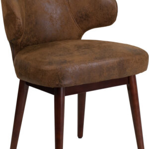 Wholesale Comfort Back Series Bomber Jacket Microfiber Side Reception Chair with Walnut Legs