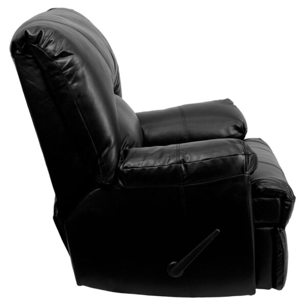 Lowest Price Contemporary Apache Black Leather Rocker Recliner