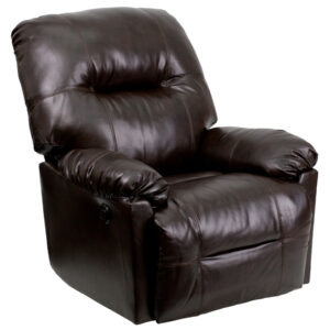 Wholesale Contemporary Bentley Brown Leather Chaise Power Recliner with Push Button