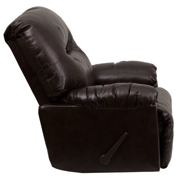 Lowest Price Contemporary Bentley Brown Leather Chaise Rocker Recliner