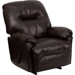 Wholesale Contemporary Bentley Brown Leather Chaise Rocker Recliner