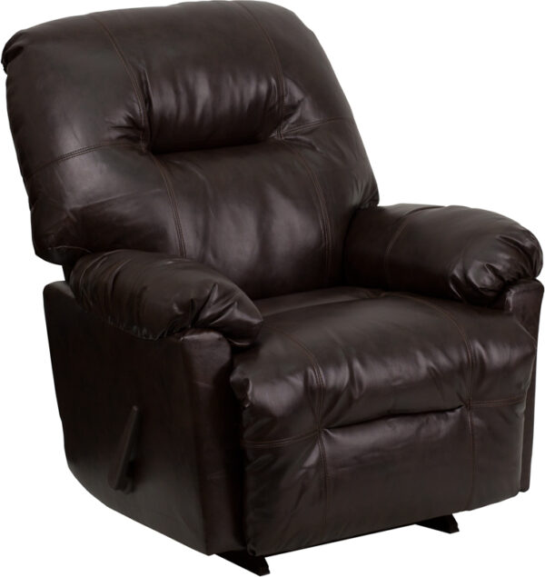 Wholesale Contemporary Bentley Brown Leather Chaise Rocker Recliner