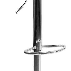 Wholesale Contemporary Black Plastic Adjustable Height Barstool with Rounded Cutout Back and Chrome Base